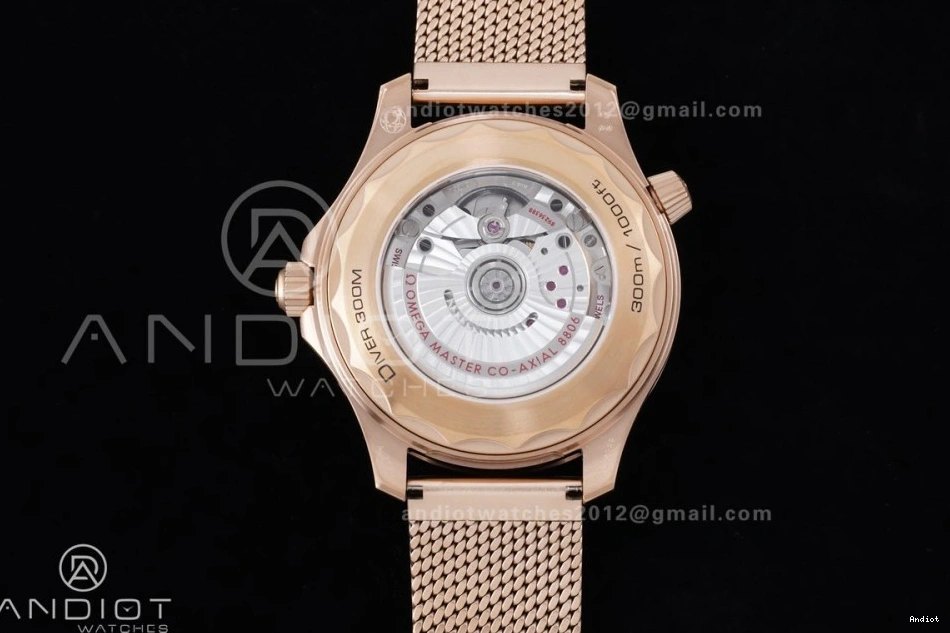 300M A8806 1:1 VSF on Diver Bracelet Gold Mesh Edition Seamaster Dial Best Rose Black 1224